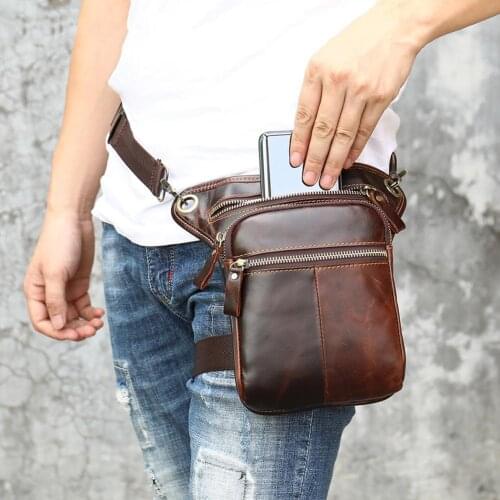 Leather Outdoor Multi-function Running Leggings Diagonal Cross-legged Motorcycle Waist Pack Messenger Shoulder Drop Leg Bag