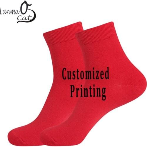 Red Cotton Socks Christmas Printing Socks For Men Women Custom Printing Red Socks Gifts Soft Socks