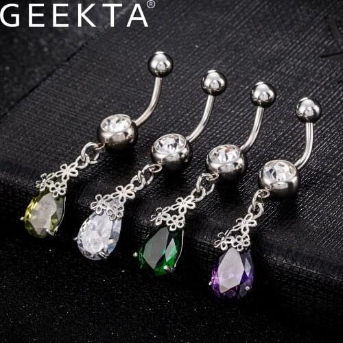 Medical Stainless steel Belly Button Ring Body Jewelry piercing crystal stones navel umbilical nail earrings Body Jewelry