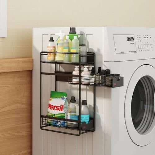 Multi-layer push pull Refrigerator Rack Kitchen Supplies Household Seasoning Rack Storage Side Iron Wall Hanging Basket Holder