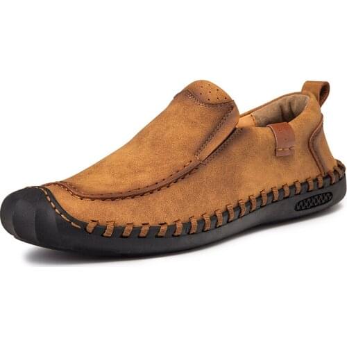 Big Size New Outdoor Footwear Fashion Leather Spring Casual Mens Shoes Men Handmade Vintage Flats