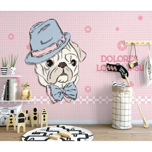Kids Bedroom Wallpaper 3D Carton Dog Wall Mura Custom Photo Wall Papers Roll for Children Room Waterproof Contact Paper