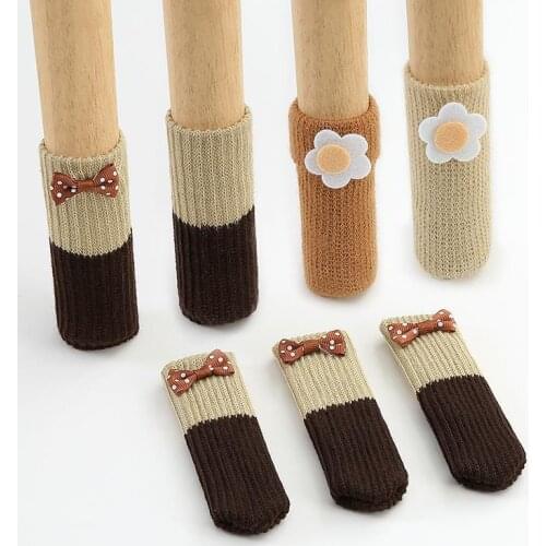 4PCS Chair Leg Socks Knitted Furniture Floor Protectors Pad Non Slip Anti-Noise Furniture Feet Caps Covers for Hardwood Floors