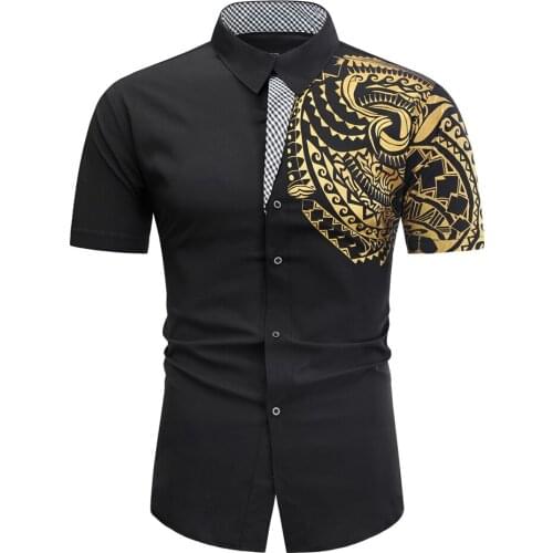 2021 Summer New Mens Shirt Large Size 3XL Mens Casual Arm Printing Short-sleeved Shirt Lapel Top Luxury Social Mens Shirt