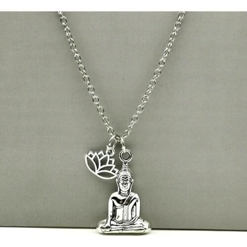 2020 NEW Buddha necklace Lotus Flower necklace silver color Spiritualist Pendant Gift For Friend MEN WOMEN fashion llaveros