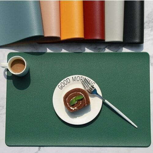 Faux Leather Placemat Coaster Heat Insulation Dining Table Mat Waterproof Rectangle Table Pad Bowl Placemat Kitchen Accessorie