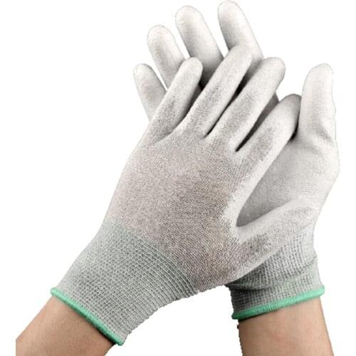 PU Painted Fingers/Palms Anti Static Carbon Fiber Gloves Mobile Phone Repair ESD Electronic Working Hand Protective Fix Tools
