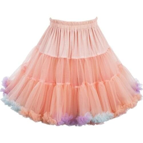 45cm Lolita Candy Colored Cloud Puffy Tutu Skirt Fancy Rainbow Tulle Petticoat