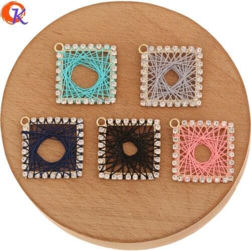 Cordial Design 40Pcs 25*25MM Jewelry Accessories/Hand Made/Square Shape/DIY Jewelry Making/Rhinestone Charms/Earring Findings