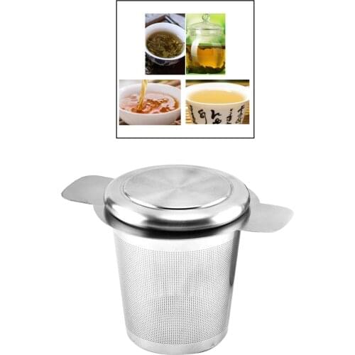 Tea Strainer Teapots Mugs Herb Spice Steeping Loose Leaf Tea Infuser Fine Mesh Filter With Lid Double Handles