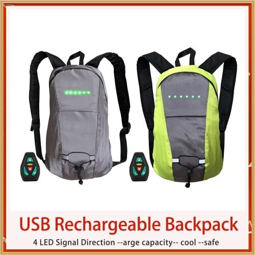 USB Rechargeable Bag With4 LED Signal Direction 15L Remote Control LED Illuminated Add-on Bike For Safe Night Riding