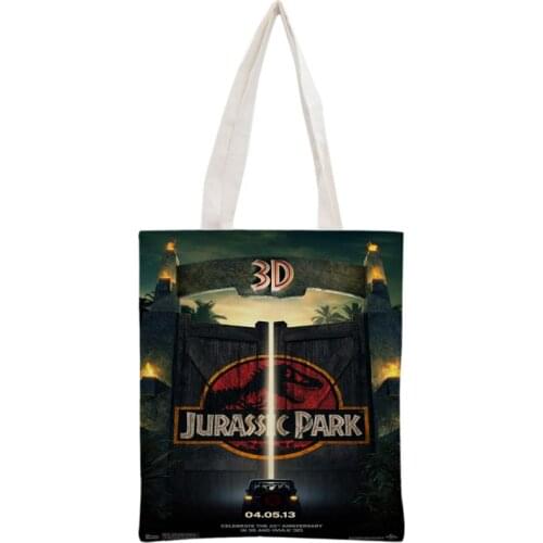 Custom Jurassic Park Tote Bag Reusable Handbag Women Shoulder Foldable Canvas Shopping Bags Customize your image