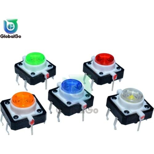 5pcs/Lot 12X12X7.3 Tactile Push Button Switch Momentary Tact LED 5 Color Touch Switches 12X12X7.3mm 12*12*7.3mm