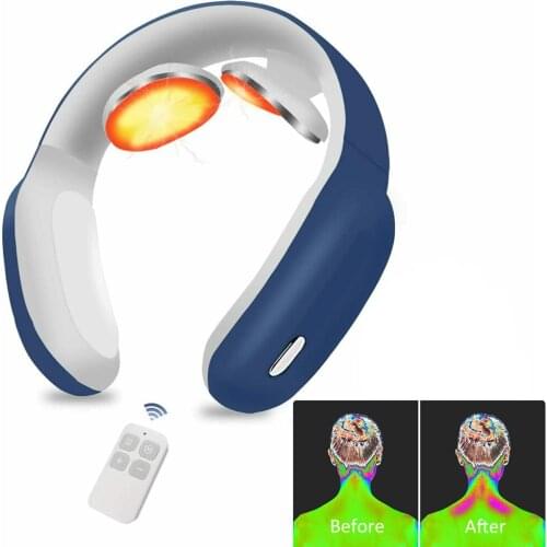 USB Smart Neck Massager Electric Pulse Neck and Shoulder Massage Pain Relief Tool Heating Press Cordless Relaxation Health Care