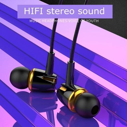 Universal 3.5mm Wired Headphones HIFI Stereo Metal Earphones Heavy Bass Headset Over-ear Adjustable Ear hook earphone for phone
