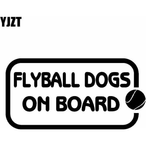 YJZT 21.4CM*10.9CM Vinyl Funny FLYBALL DOGS ON BOARD Decal Sticker Black/Silver C10-00793