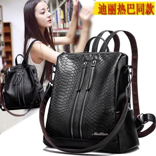 Newhotstacy Bag 111319 womens womens snake pattern backpack double shoulder bag