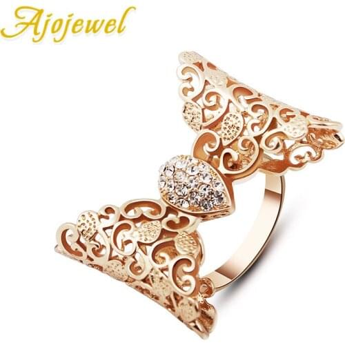 Ajojewel Bowknot Ring For Women Quality Australia Crystal Female Jewelry New Party Accessories