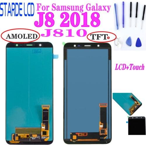 6.0'' Super AMOLED TFT LCDs Display For SAMSUNG J8 2018 J810 SM-J810M J810F J810Y LCD Screen Touch Digitizer Assembly J800 J800F