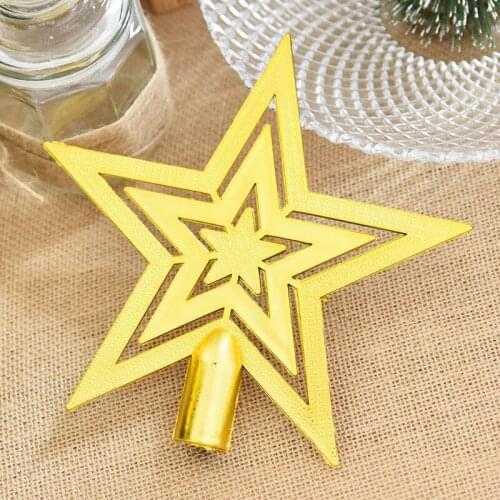 1PCS 10/15/20cm Hollow Cute Gold Powder Stars Treetops of Christmas Tree Toppers Ornaments Christmas Star Xmas Decorations