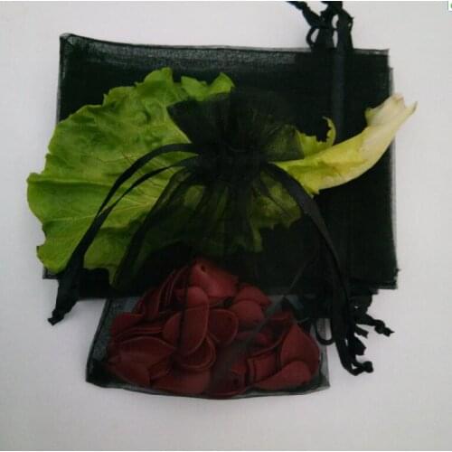 Hot 11size 100pcs/ 7X9 9X12cm Black Organza Bags Jewelry Gift Packaging Drawstring Bags Apply to Wedding/Birthday/Christmas