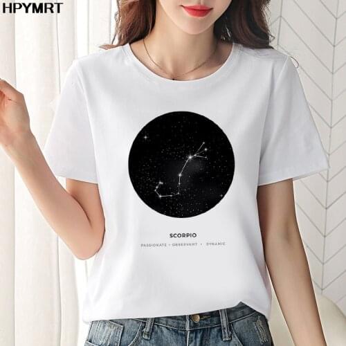 12 constellations 2020 Thin Section T Shirt Starry sky Harajuku Female T-shirt Leisure Fashion Aesthetic Tshirt women clothing