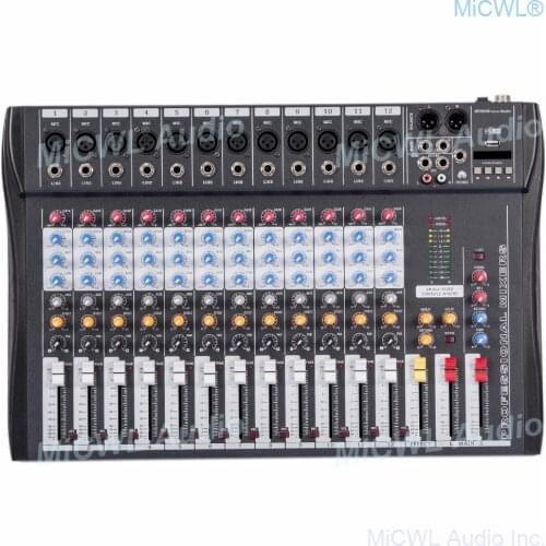 MiCWL Audio Mixer 12 Channel Microphone Mixing Console 48V USB Stage Bluetooth Sound Mixer