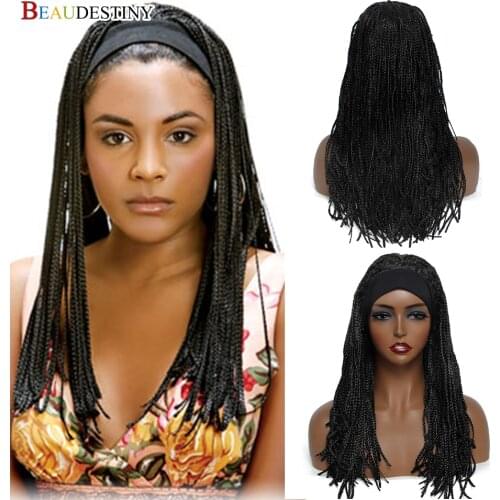 Beaudestiny Headband Wig Synthetic Braiding Hair Box Braided Wigs For Black Wome Headband Wigs Synthetic Wig Natural Hair Daily