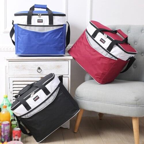 Oxford Cloth Large Insulation Bag Outdoor Picnic Portable Collapsible Refrigerated Freshkeeping Zippered Lunch Box Bag masterly