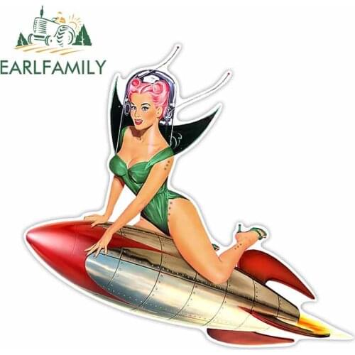EARLFAMILY 13cm x 12.1cm for Space Bullet Space Girl Anime Car Sticker Occlusion Scratch Trunk Decal Waterproof Bumper Graphics