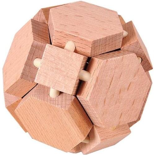Geometric 3D IQ Wooden Puzzle Two Colors Ball Mind Brain Teaser Puzzles Game for Adults Children