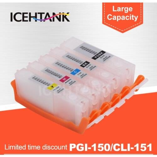 ICEHTANK PGI 150 CLI 151 Refillable Ink Cartridge For Canon PIXMA MG5410 MG5510 MG5610 MG6310 MG6410 MG6610 Printer