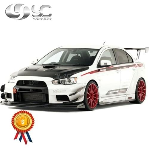 FRP Kit Fit For 08-17 Lancer Evolution X VS Wide Body Version Style Front & Rear Fender Kit Side Skirts with Under Board