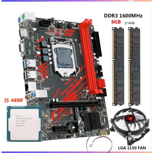 MACHINIST H81 LGA1150 Motherboard Kit Set With Intel I5 4690 Processor DDR3 8GB 2X4G Desktop Ram Memory Cooling Fan H81M-PRO-S1
