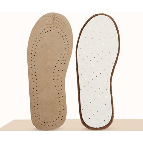USHINE EU24-34 Cowhide Latex Massage Genuine Leather Shoe Insole Latex Insole for Children Kids