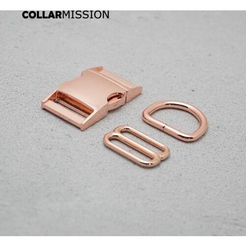 25mm Rose God Metal Plated Buckle (Metal Buckle+ Adjust Buckle+ D Ring) For Backpack Bag Webbing Cat Dog Collar DIY Accessory