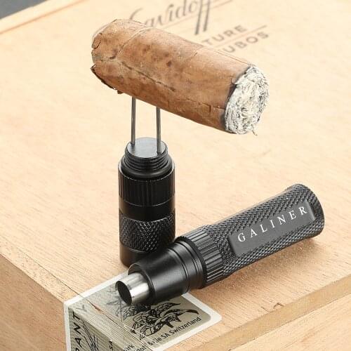 Galiner Metal Cigar Dagger Nub Holder with Drill Hole Cigar Punch Portable Stogie Stick Dual Needles Cigar Poker Nubber