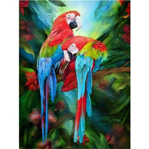Parrot Bird Animal DIY 11CT Embroidery Cross Stitch Kits Needlework Craft Set Cotton Thread Printed Canvas Home Wholesale