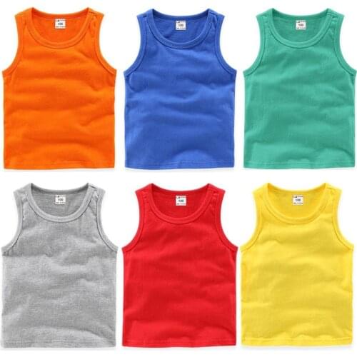 Baby Clothes Summer New Kids Boys And Girls Sleeveless T Shirt Candy Colors Cotton Breathable Outfit Pullover Tops Sports Vest