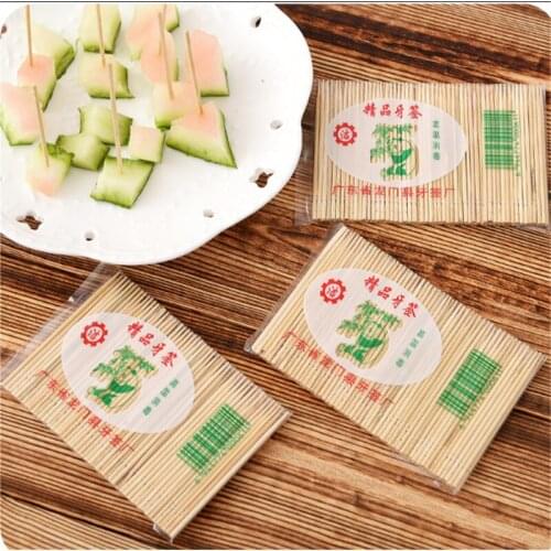 100 Pcs/box cheap Disposable Bamboo Toothpicks, Natural Double Sharp Toothpicks Fruit Bamboo Sticks Family Restaurant Care Tool