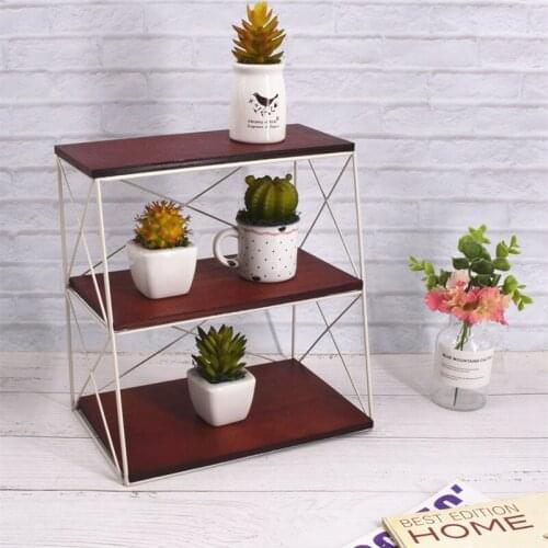 Wrought Iron Three-story Staircase Display Stand Floor-standing Storage Organizer Small Plant Racks Home Decorations