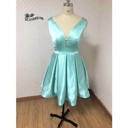 Simple party occasion dresses for women v neck elegant high quality cheap abiti da cerimonia short evening dresses 2019 XD-128