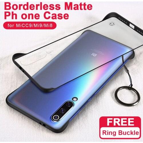Mi 9 Frameless Transparent Matte Hard Phone Case For Xiaomi Mi 9 SE Cover For Mi 8 Explorer With Finger Ring Cases