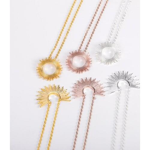 Spike Sun Statement Necklaces For Women Boho Jewelry Stainless Steel Eclipse Sunburst Celestial Charm Necklace Best Friend Gift