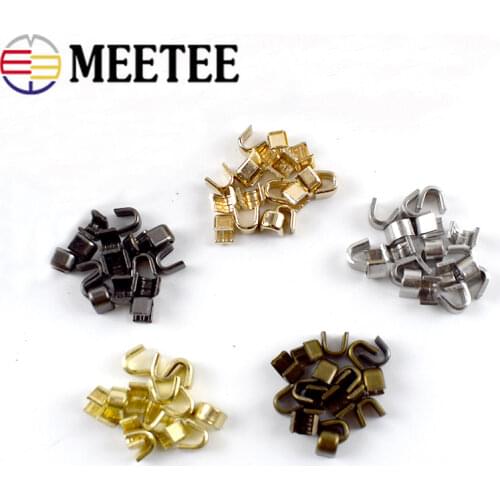 Meetee 20pcs Brass U Style Zipper Stopper Non-slip for 3# 5# 8# 10# For Metal Nylon Resin Zippers Repair Crafts Accessory ZA212