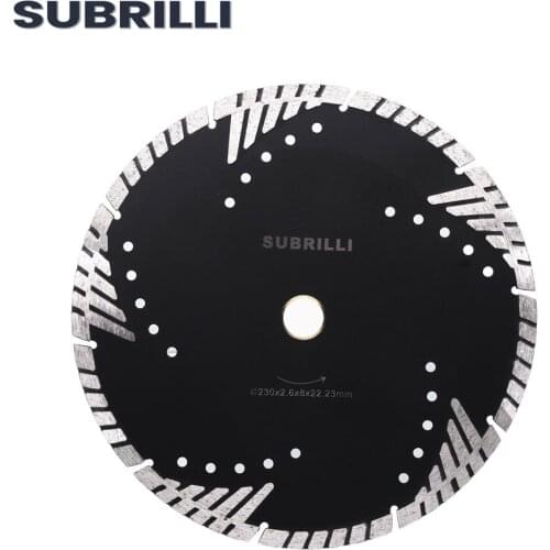 SUBRILLI 180mm Hot Pressed Diamond Turbo Saw Blade With Slant Protection Teeth 7" Diamond Cutting Disc For Stone Concrete