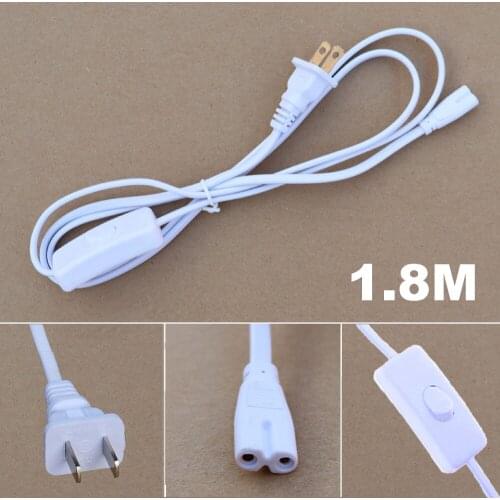 T8 T5 Integrated Lamp Tube Connector 6FT 1.8M Plug Connection Line with Switch Power Supply Line