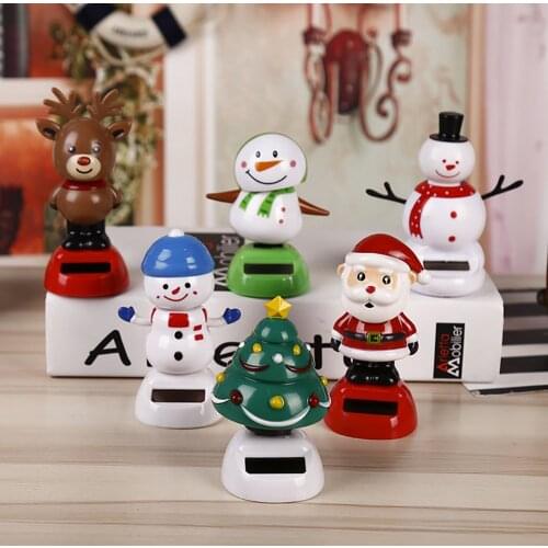 Car Ornaments ABS Solar Powered Christmas Dancing Santa Claus Snowman Toys Dashboard Decoration Bobble Dancer Car Accessories