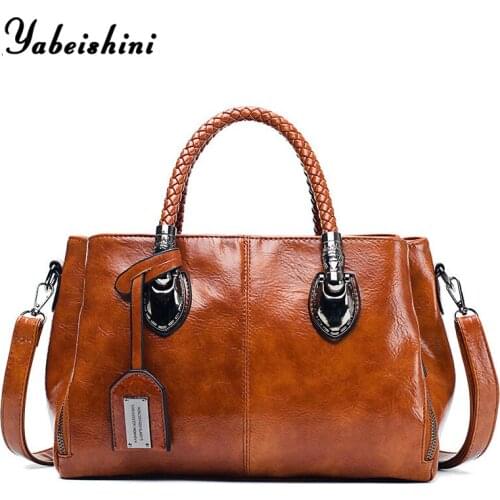 Three Spaces Vintage Oil Wax PU Leather Luxury Handbags Women Bags Designer Crossbody Shoulder bags for women 2020 Sac a Main