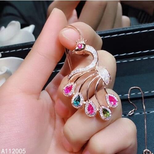 KJJEAXCMY Fine Jewelry 925 Sterling Silver inlaid Natural gemstone tourmaline Female Pendant fashion Support test hot selling